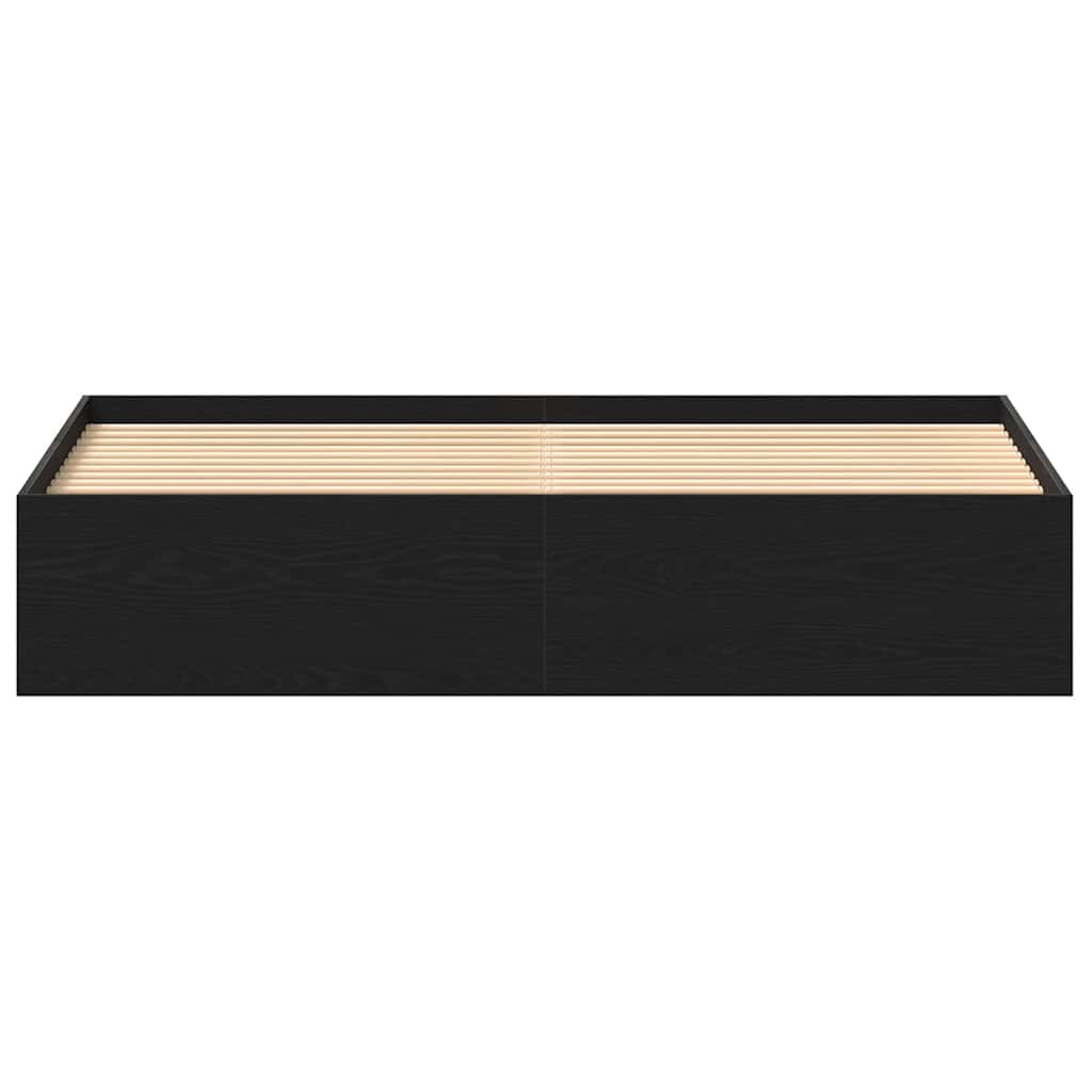 Cadre de lit sans matelas en chêne noir 200x200 cm bois d'ingénierie - XIOS