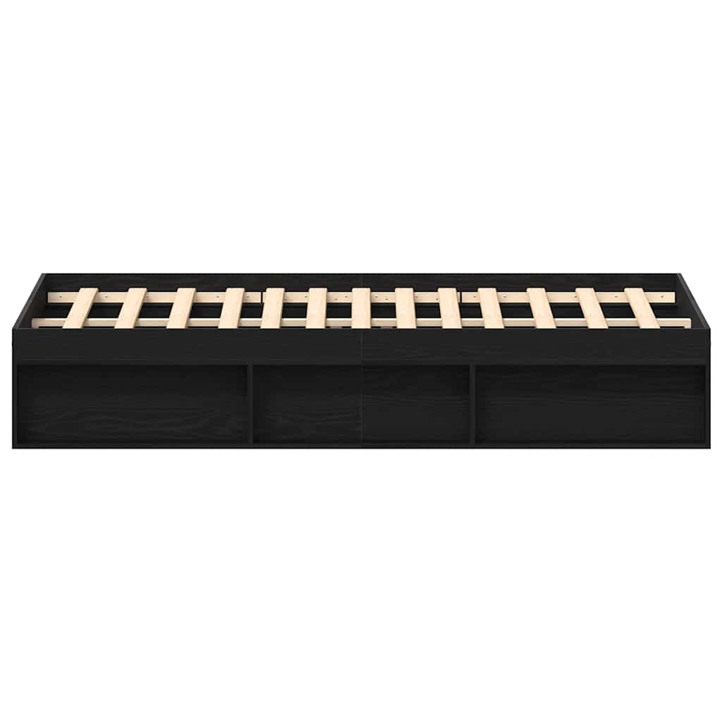 Cadre de lit sans matelas en chêne noir 200x200 cm bois d'ingénierie - XIOS