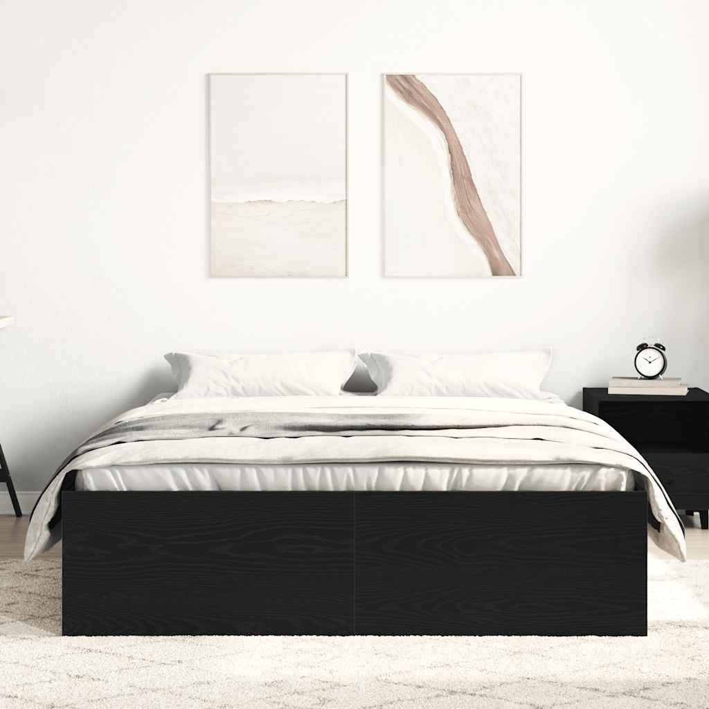 Cadre de lit sans matelas chêne noir 120 x 190 cm bois d'ingénierie - XIOS