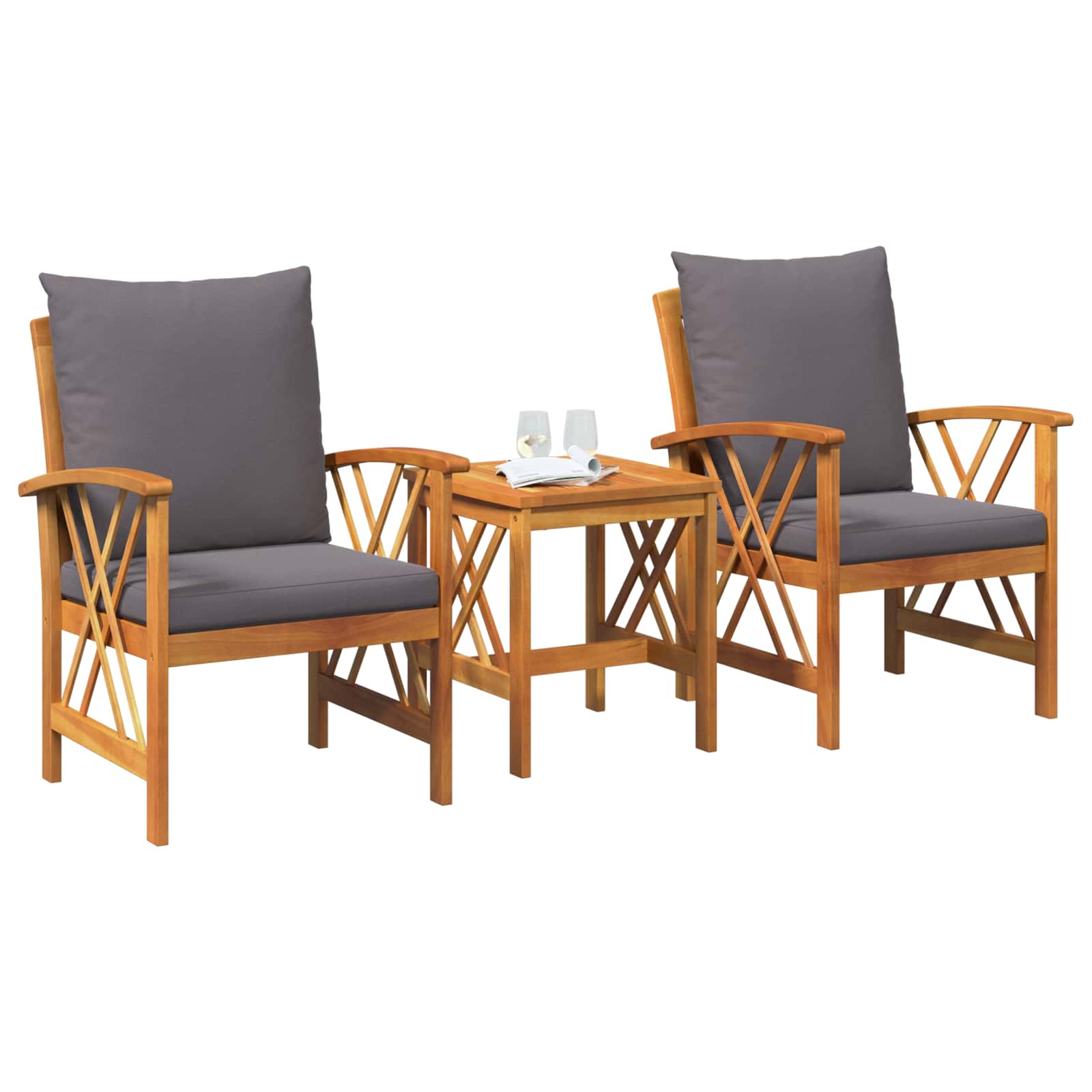 Ensemble de canapé de jardin avec coussin 3 pcs Huile Naturelle - XIOS
