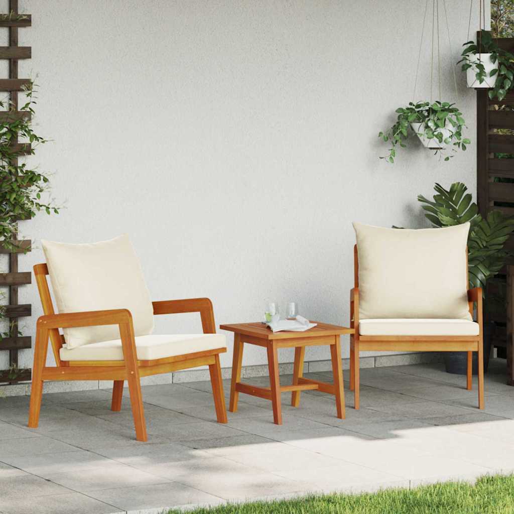 Ensemble bistrot avec coussin 3 pcs Marron Bois d'Acacia Massif - XIOS