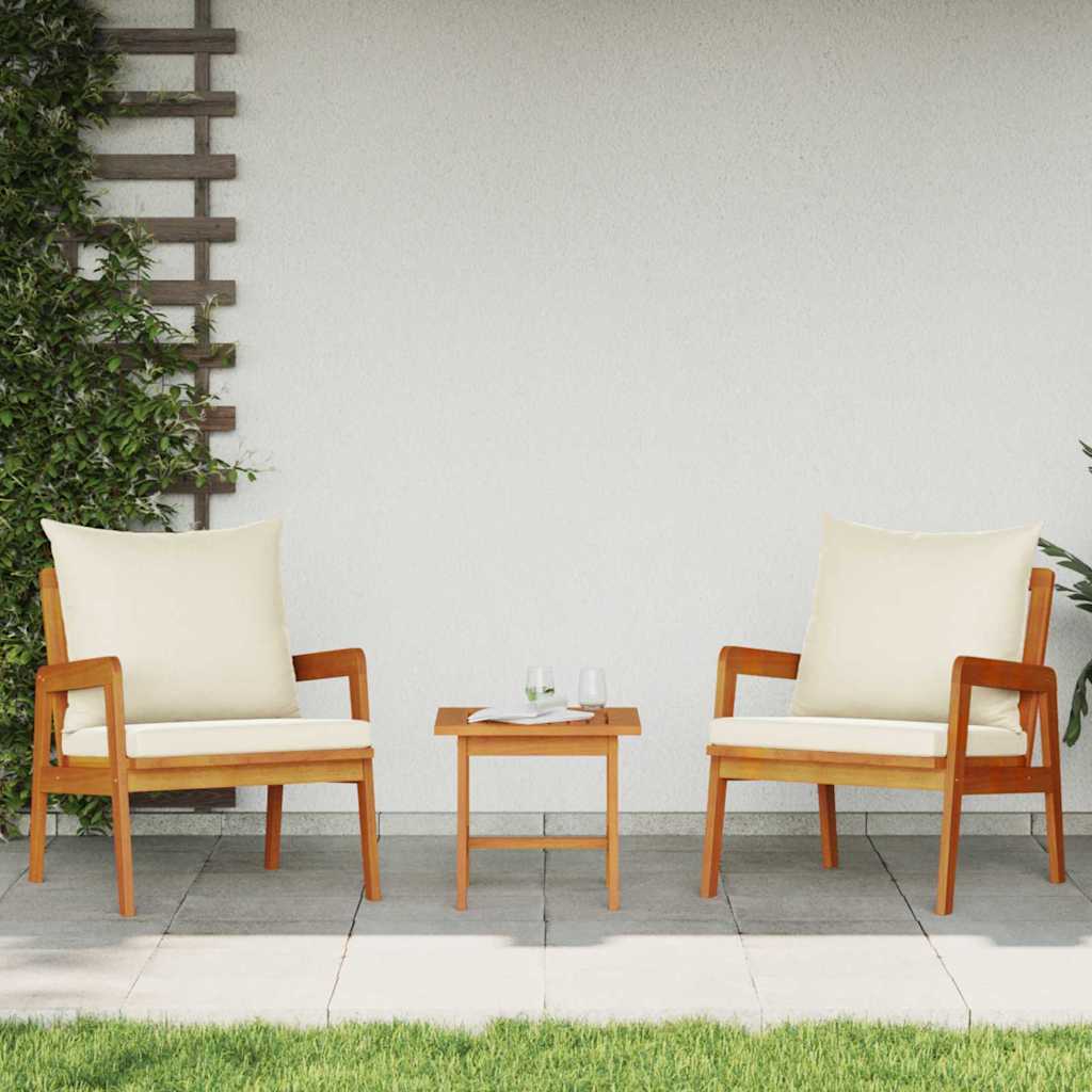 Ensemble bistrot avec coussin 3 pcs Marron Bois d'Acacia Massif - XIOS