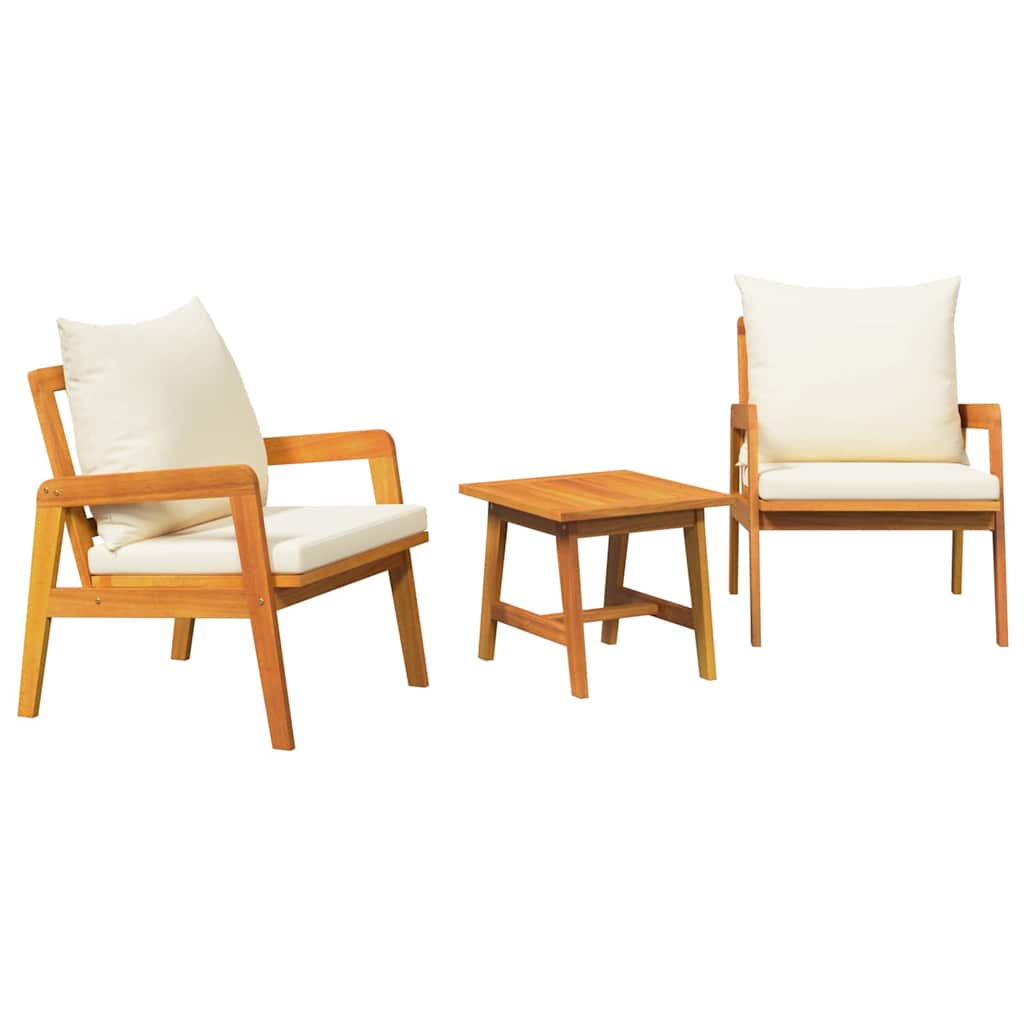 Ensemble bistrot avec coussin 3 pcs Marron Bois d'Acacia Massif - XIOS