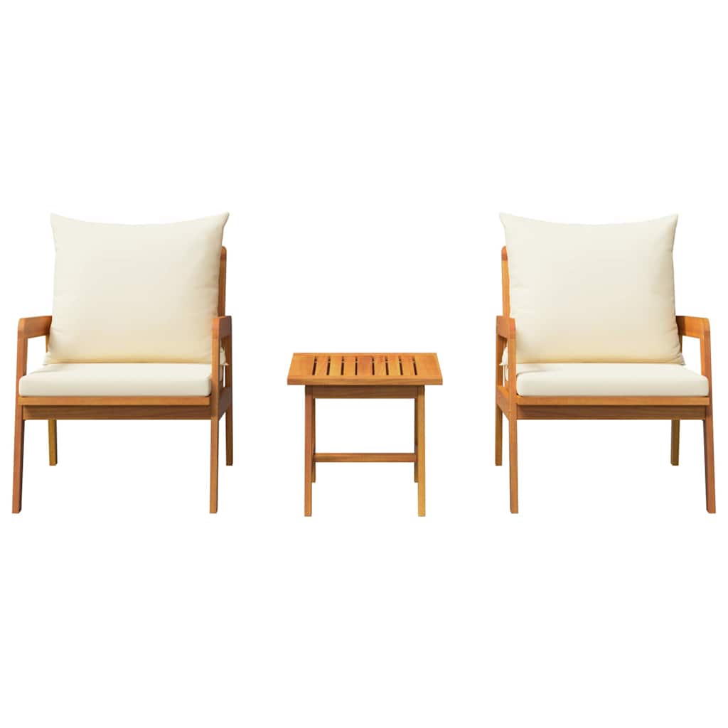 Ensemble bistrot avec coussin 3 pcs Marron Bois d'Acacia Massif - XIOS