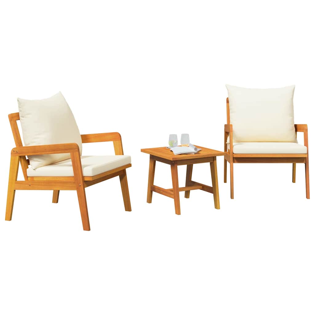 Ensemble bistrot avec coussin 3 pcs Marron Bois d'Acacia Massif - XIOS