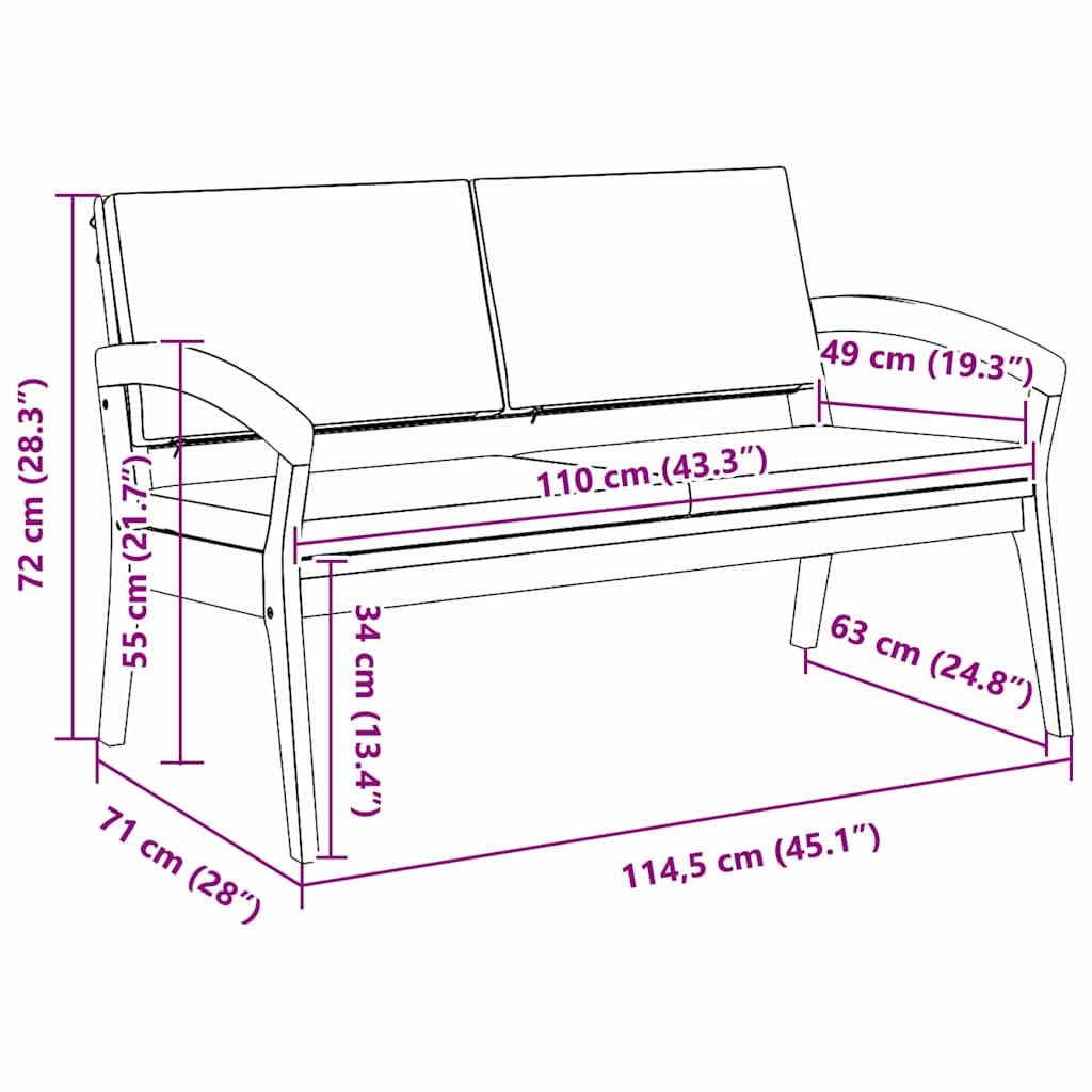Banc de jardin Huile Naturelle Bois d'Acacia Massif - XIOS