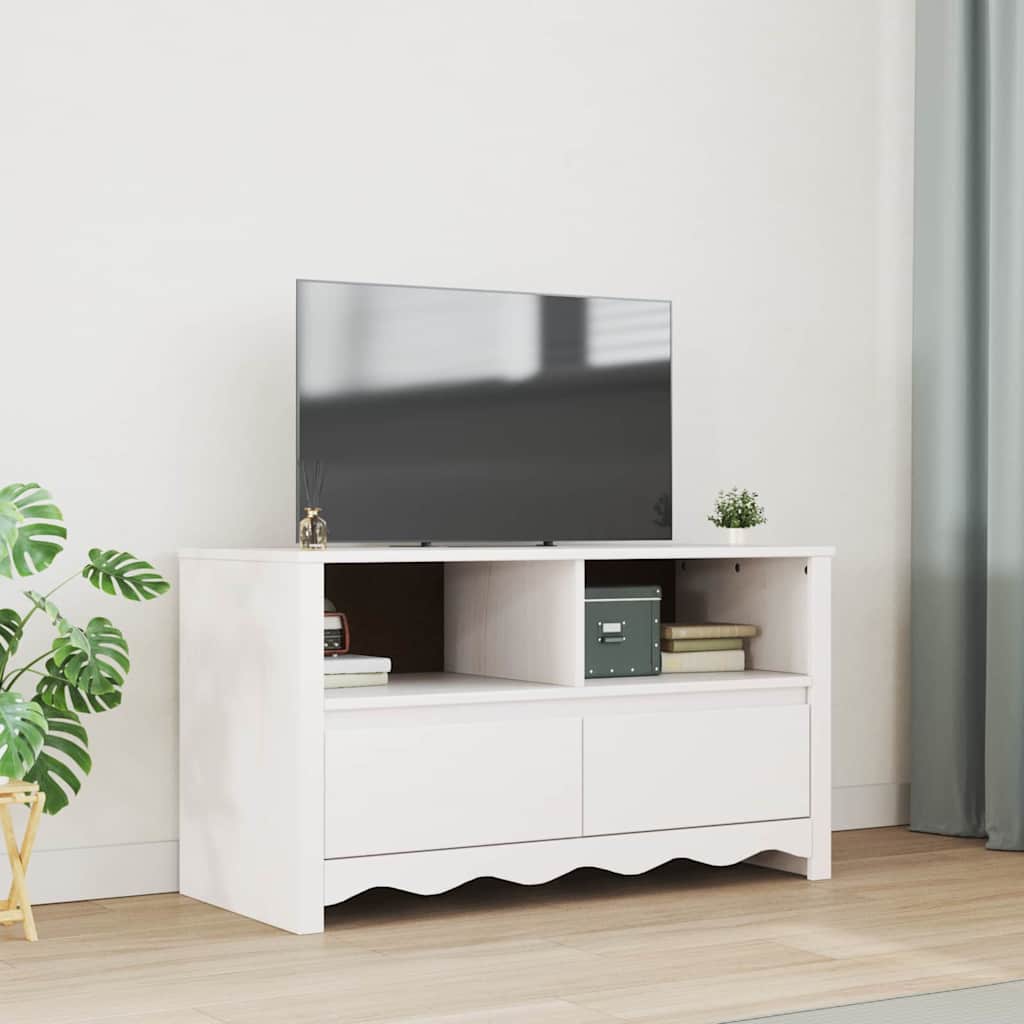 Meuble TV Drammen Blanc 99 x 43 x 55 cm Bois de pin massif - XIOS