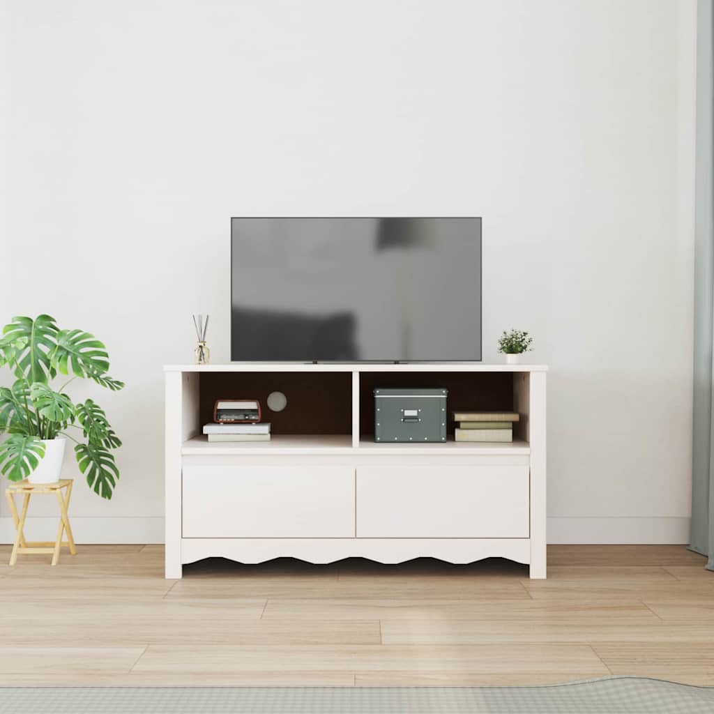 Meuble TV Drammen Blanc 99 x 43 x 55 cm Bois de pin massif - XIOS