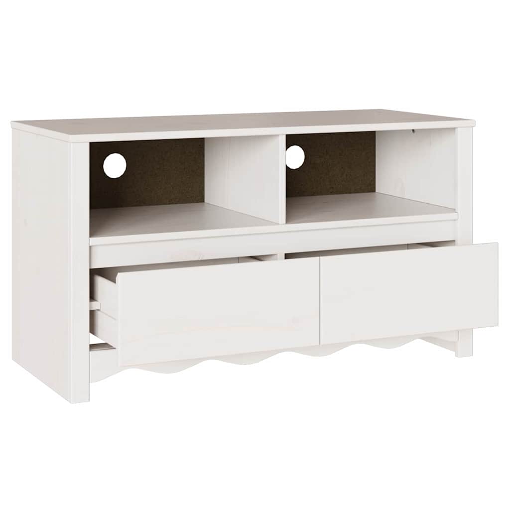 Meuble TV Drammen Blanc 99 x 43 x 55 cm Bois de pin massif - XIOS