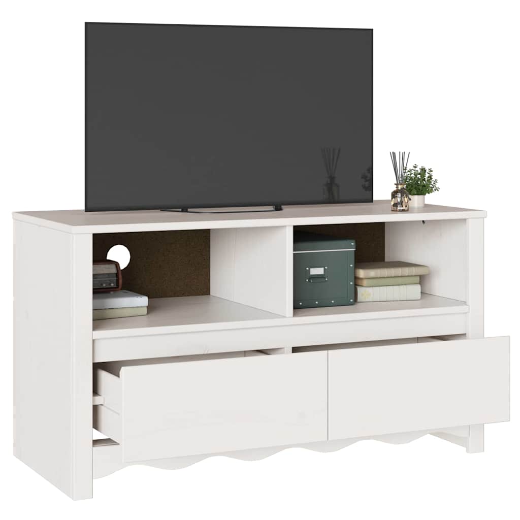 Meuble TV Drammen Blanc 99 x 43 x 55 cm Bois de pin massif - XIOS
