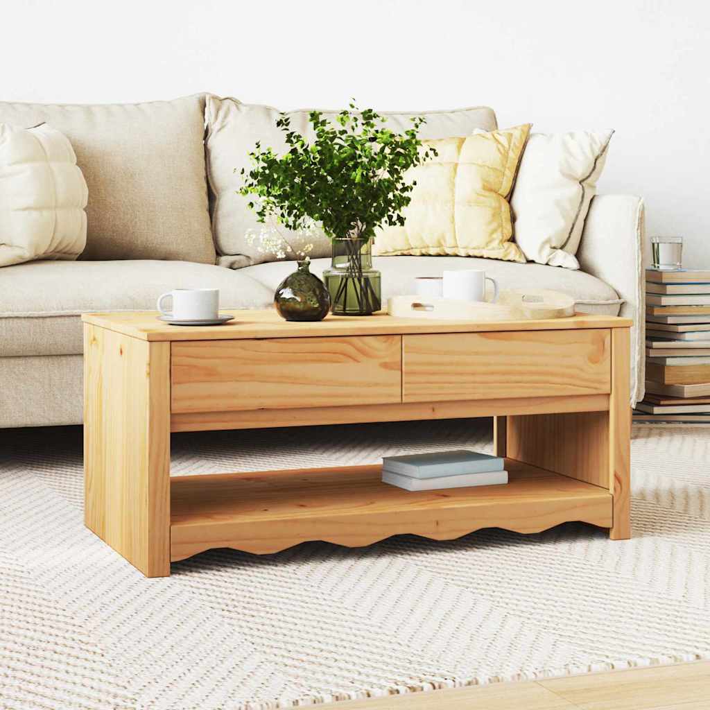 Table basse Drammen Chêne 99 x 55 x 45 cm Bois massif en pin - XIOS