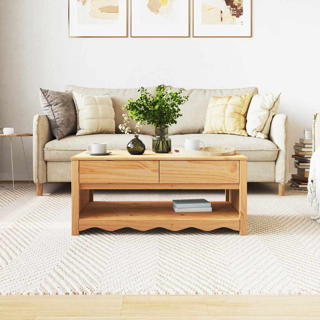 Table basse Drammen Chêne 99 x 55 x 45 cm Bois massif en pin - XIOS