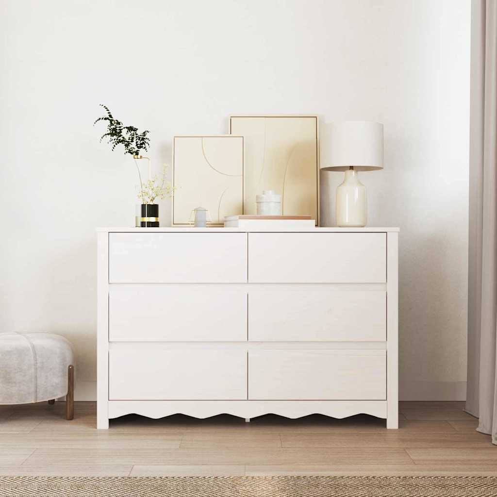 Commode Drammen Blanc 111 x 43 x 73,5 cm Bois de pin massif - XIOS