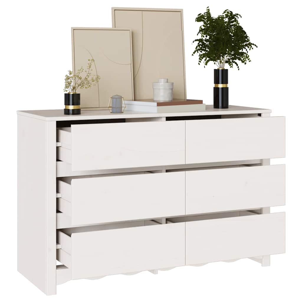 Commode Drammen Blanc 111 x 43 x 73,5 cm Bois de pin massif - XIOS