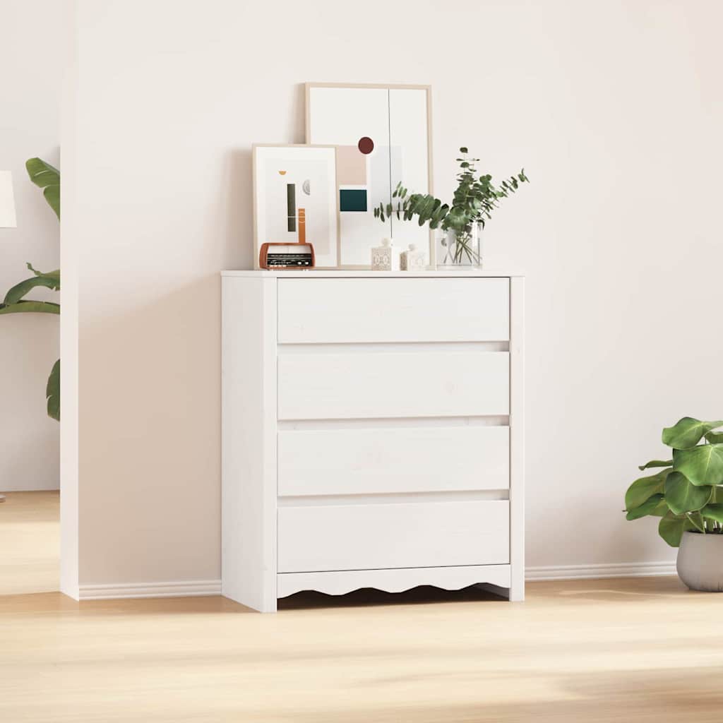 Commode Drammen Blanc 76,5 x 40 x 91 cm Bois de pin massif - XIOS
