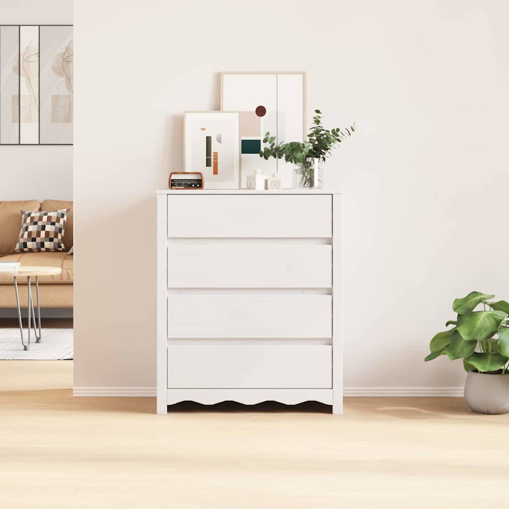 Commode Drammen Blanc 76,5 x 40 x 91 cm Bois de pin massif - XIOS
