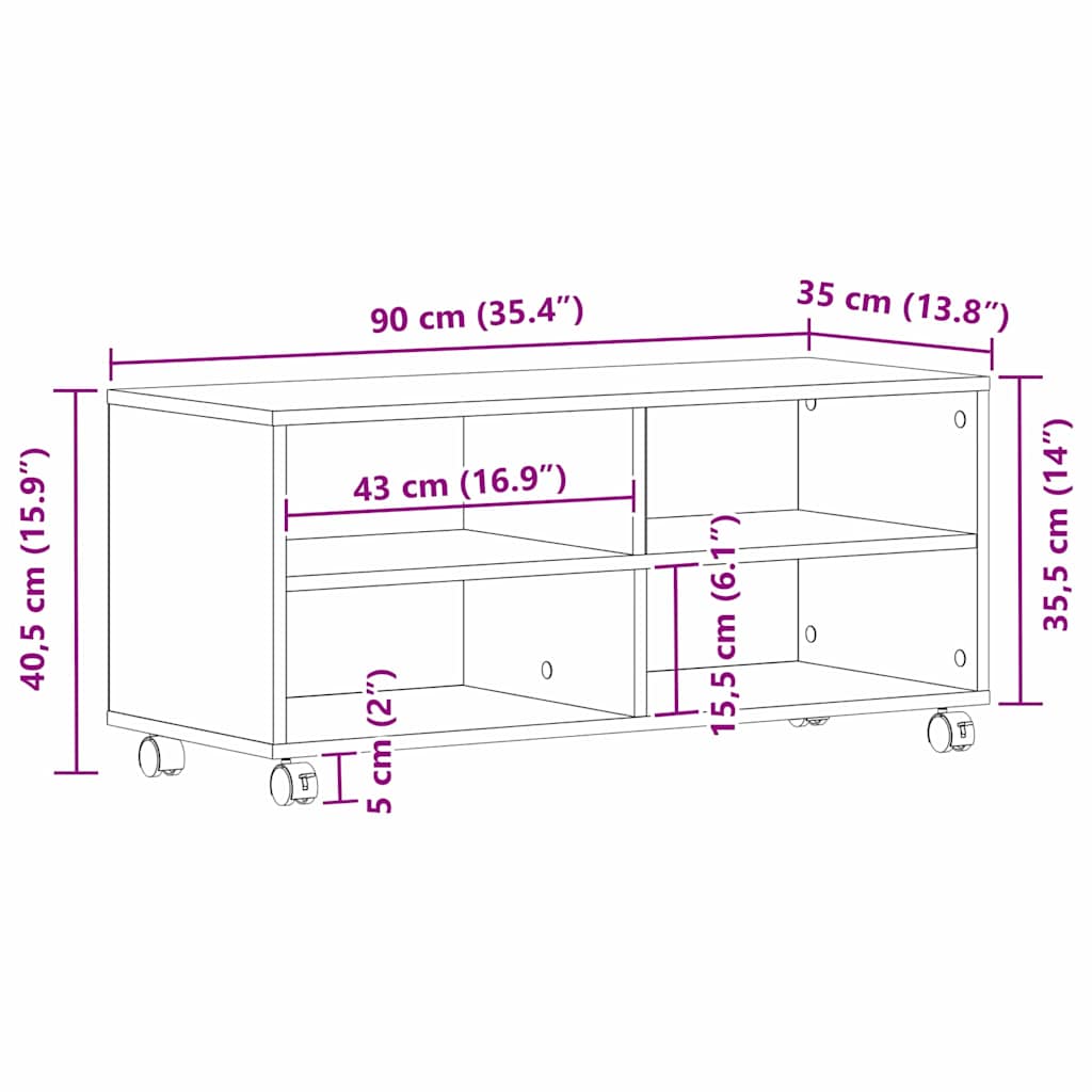 Meuble TV Noir 90 x 35 x 35 cm Bois d'ingénierie - XIOS