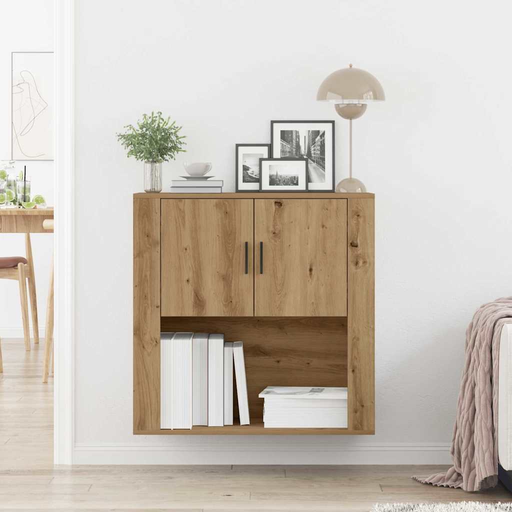 Meuble mural chêne artisanal 80 x 33 x 80 cm Bois d'ingénierie - XIOS