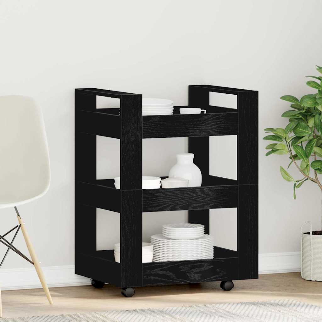 Chariot de cuisine Chêne noir 60 x 45 x 80 cm Bois d'ingénierie - XIOS