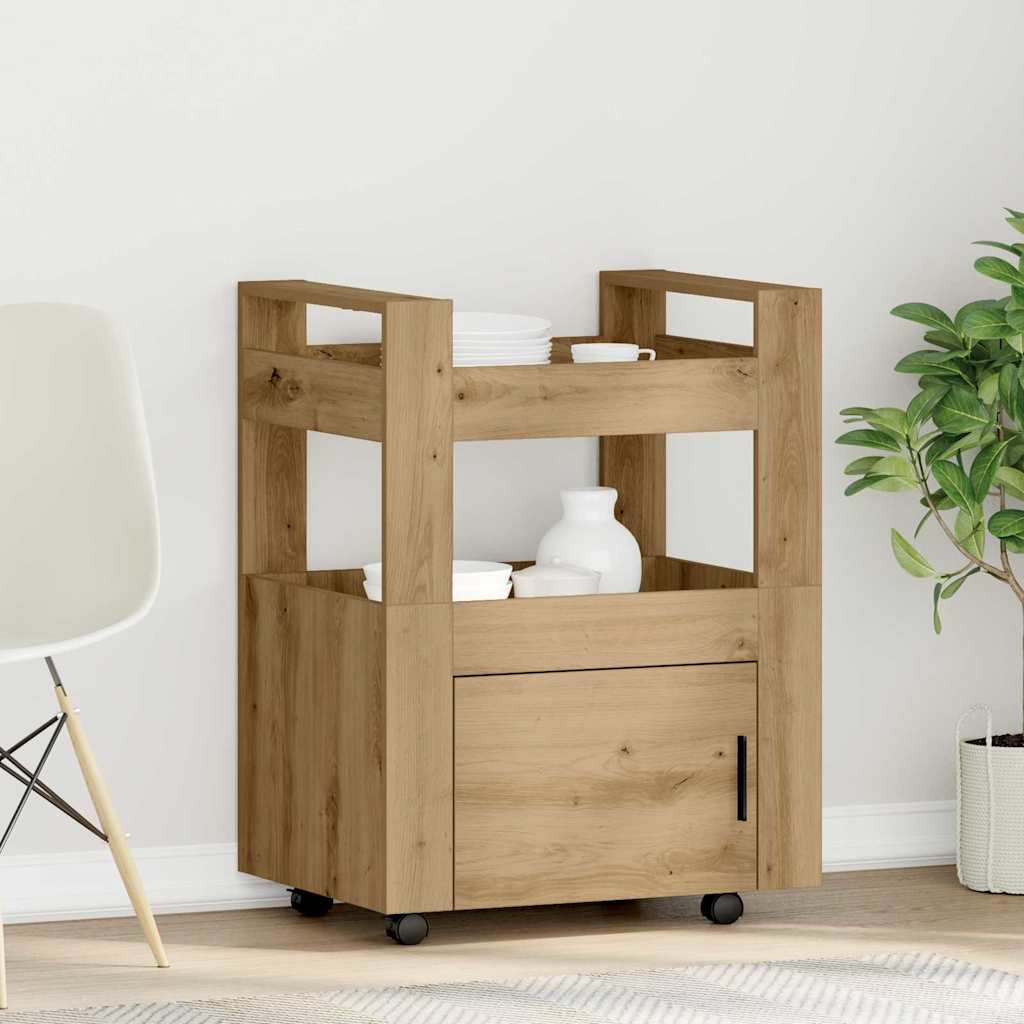 Chariot de cuisine chêne artisanal 60 x 45 x 80 cm - XIOS