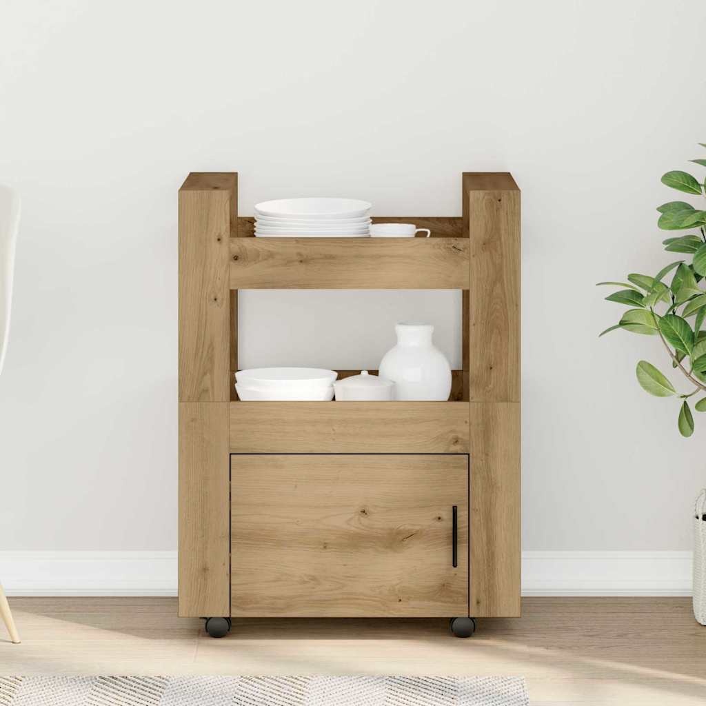 Chariot de cuisine chêne artisanal 60 x 45 x 80 cm - XIOS