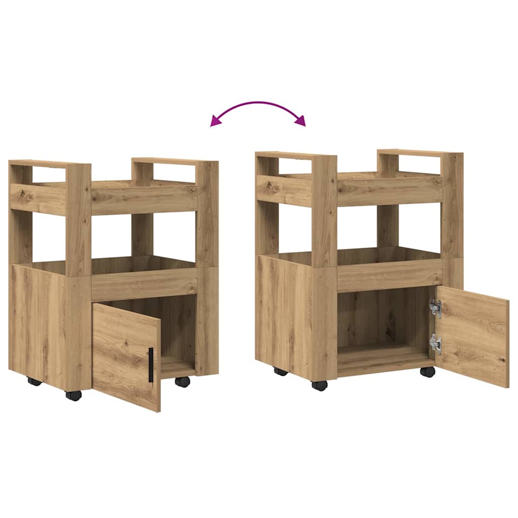 Chariot de cuisine chêne artisanal 60 x 45 x 80 cm - XIOS