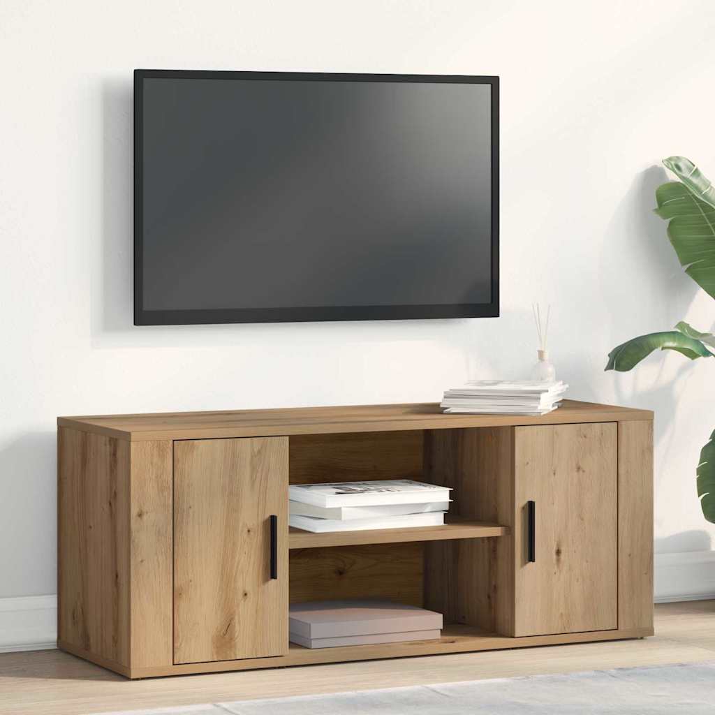 Meuble TV chêne artisanal 100 x 35 x 40 cm Bois d'ingénierie - XIOS