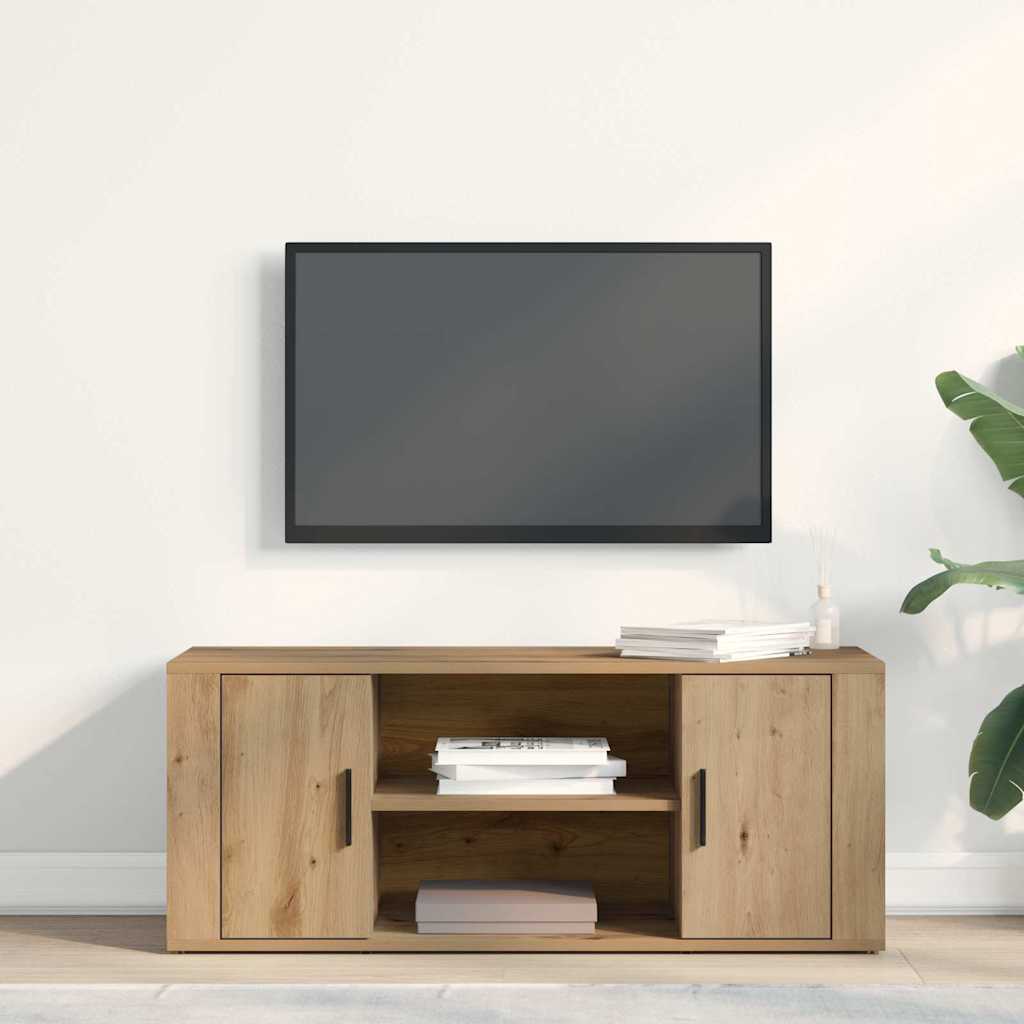 Meuble TV chêne artisanal 100 x 35 x 40 cm Bois d'ingénierie - XIOS