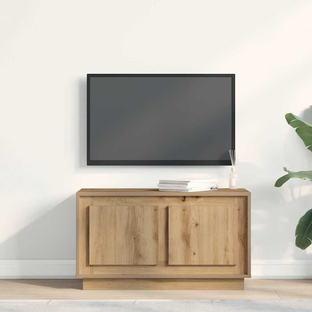 Meuble TV chêne artisanal 80 x 35 x 45 cm Bois d'ingénierie - XIOS