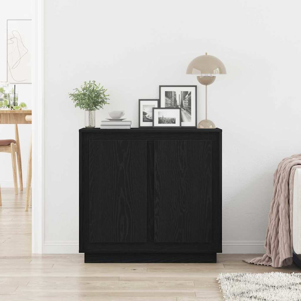 Buffet moderne Chêne noir 80 x 34 x 75 cm Bois d'ingénierie - XIOS