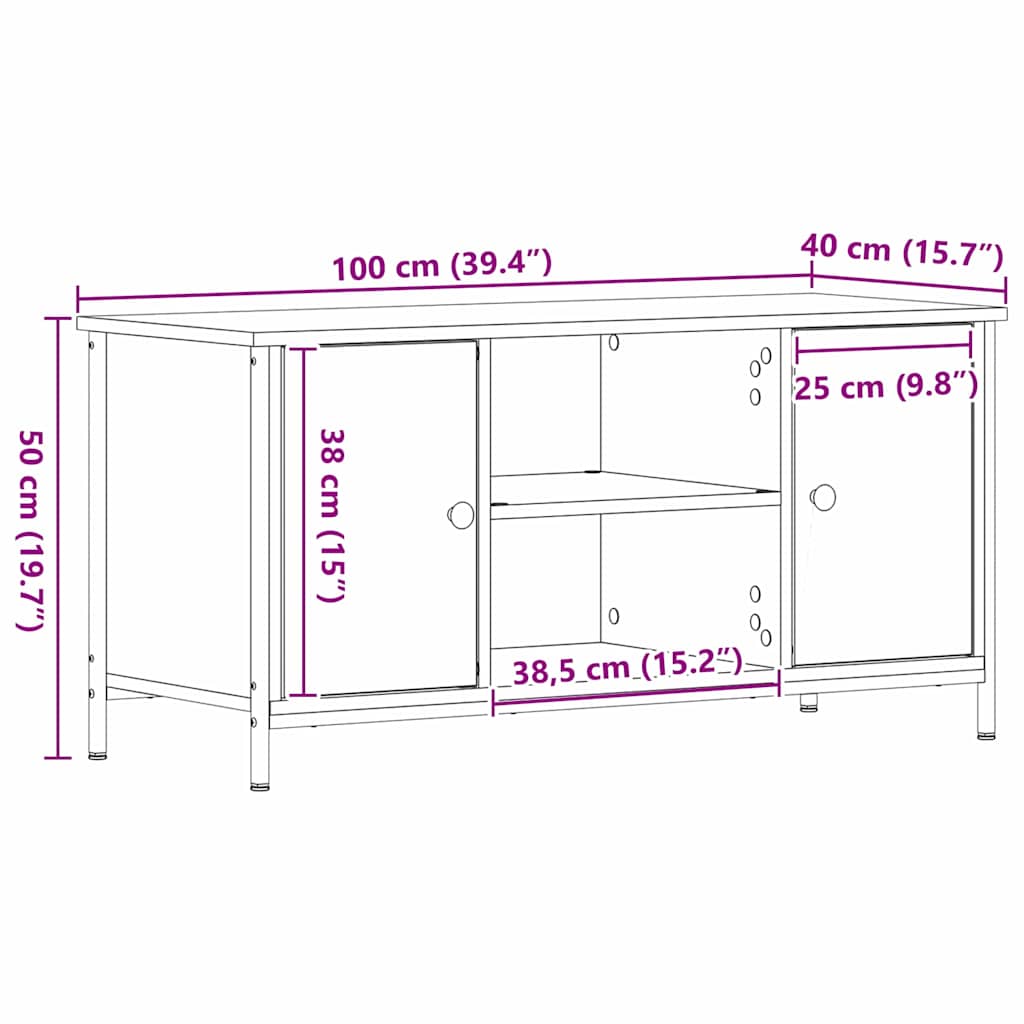 Meuble TV chêne artisanal 100 x 40 x 50 cm Bois d'ingénierie - XIOS