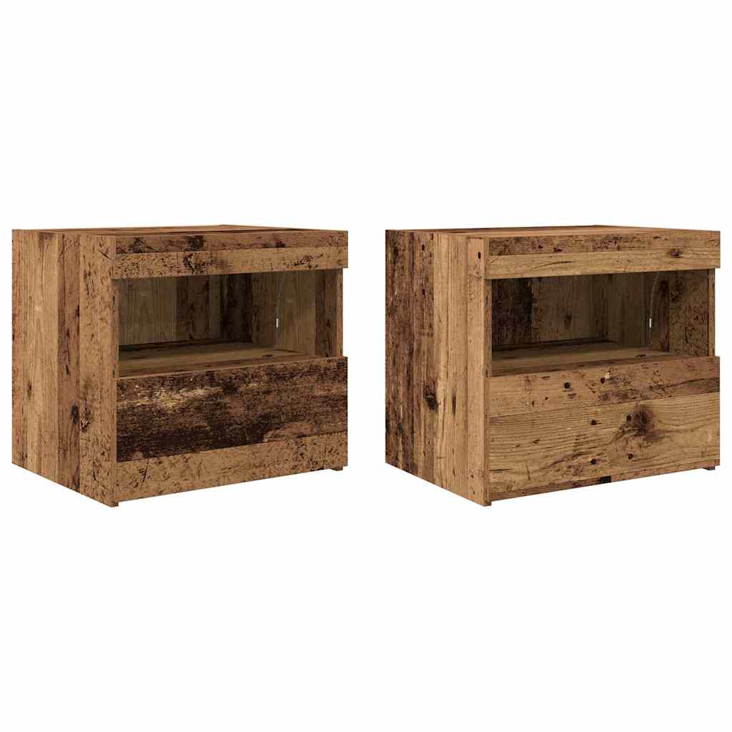 Cabinet de chevet avec tiroir 2 pcs Bois ancien 50 x 40 x 45 cm