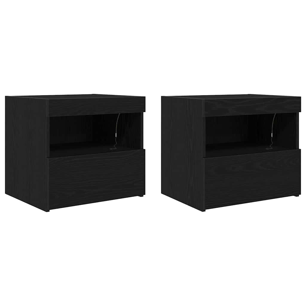Cabinet de chevet avec tiroir 2 pcs Chêne noir 50 x 40 x 45 cm