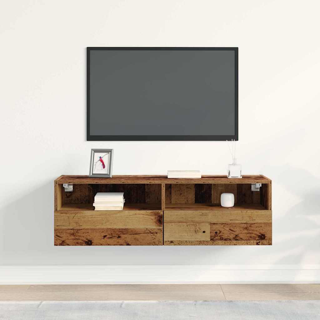 Cabinet TV Mural Bois ancien 100x30x30cm Bois Ingénierie - XIOS