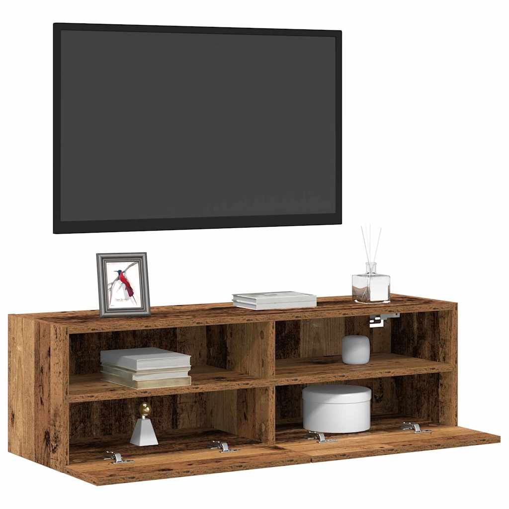 Cabinet TV Mural Bois ancien 100x30x30cm Bois Ingénierie - XIOS