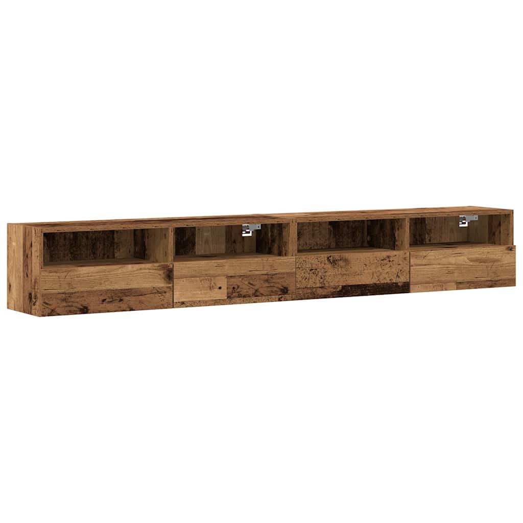 Cabinet TV Mural 2 pcs Bois Ancien 100x30x30cm Bois Ingénierie - XIOS