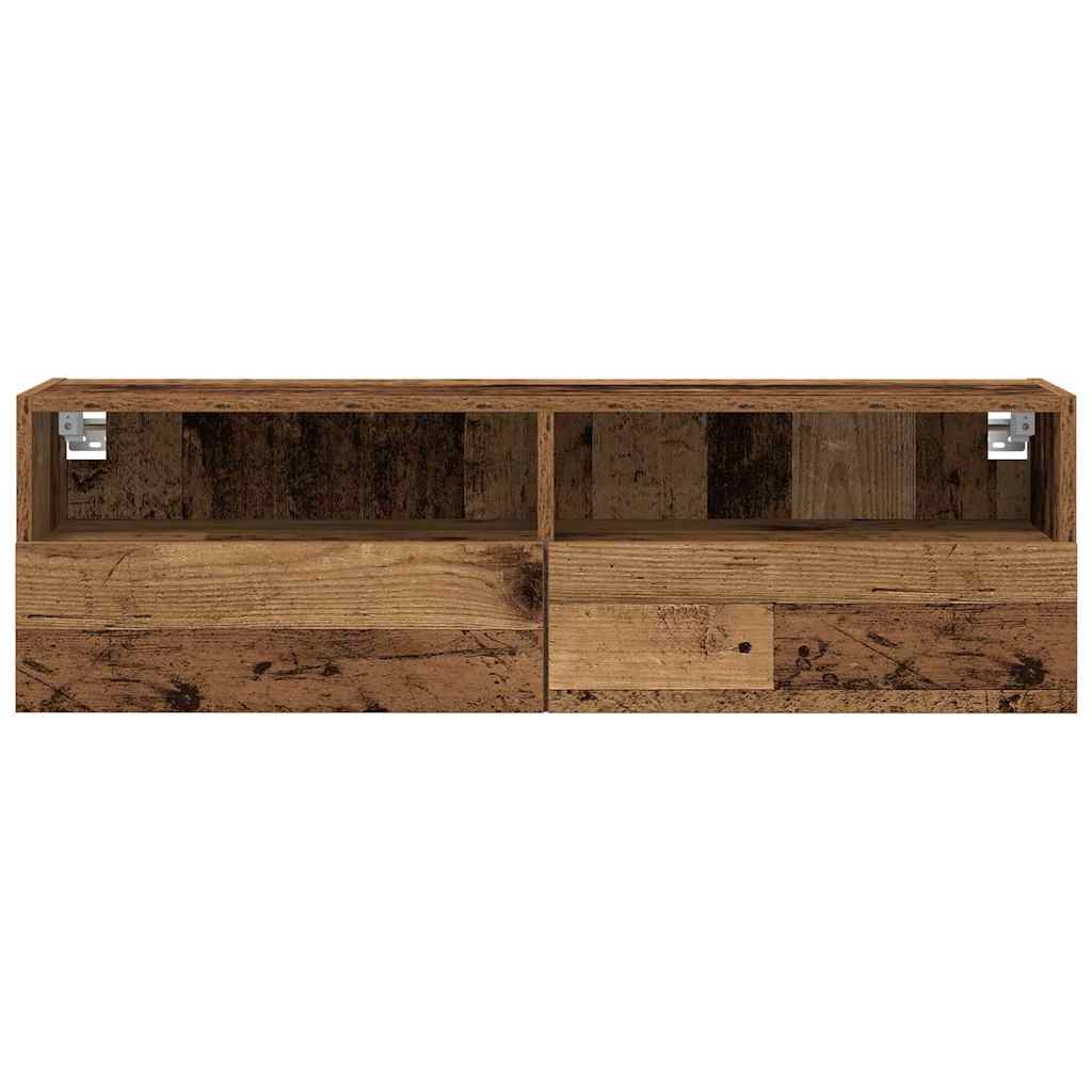 Cabinet TV Mural 2 pcs Bois Ancien 100x30x30cm Bois Ingénierie - XIOS