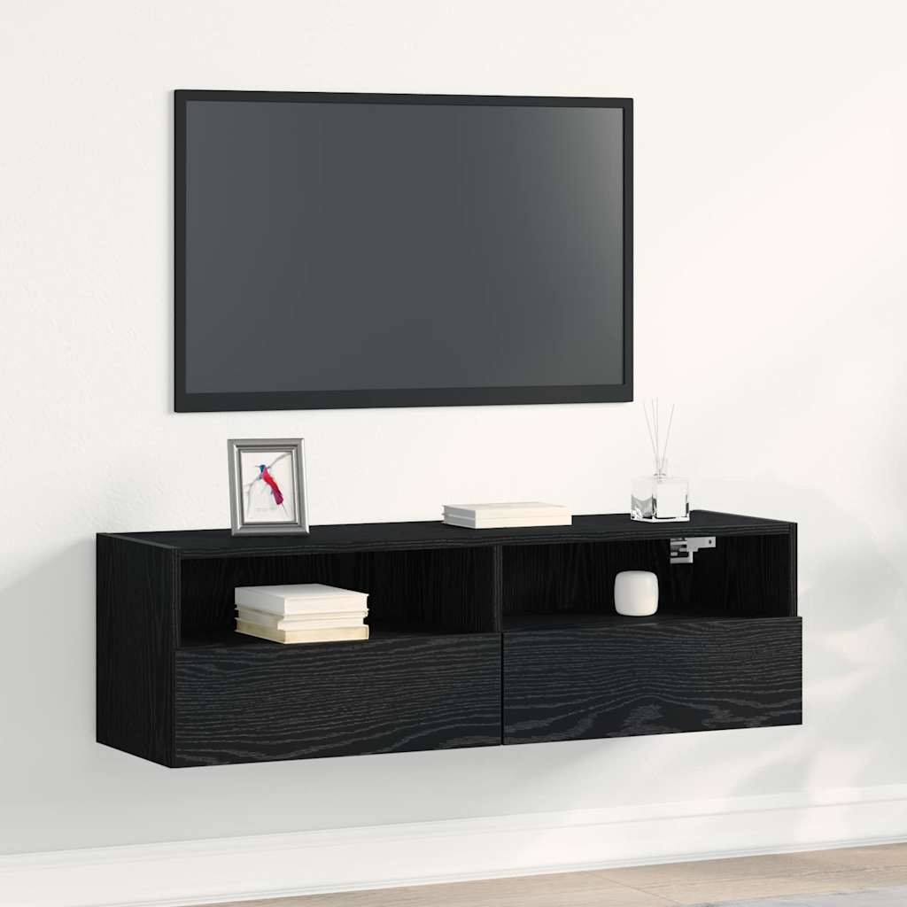 Cabinet TV Mural Chêne noir 100x30x30cm Bois Ingénierie - XIOS