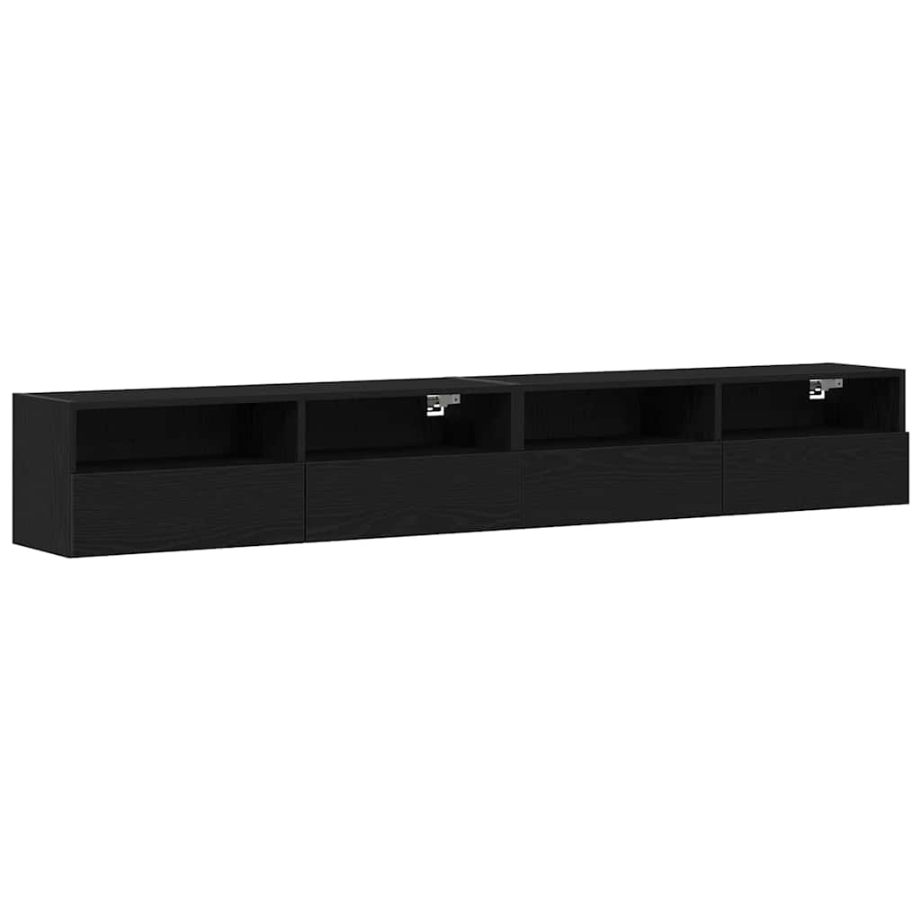 Cabinet TV Mural 2 pcs Chêne noir 100x30x30cm Bois Ingénierie - XIOS