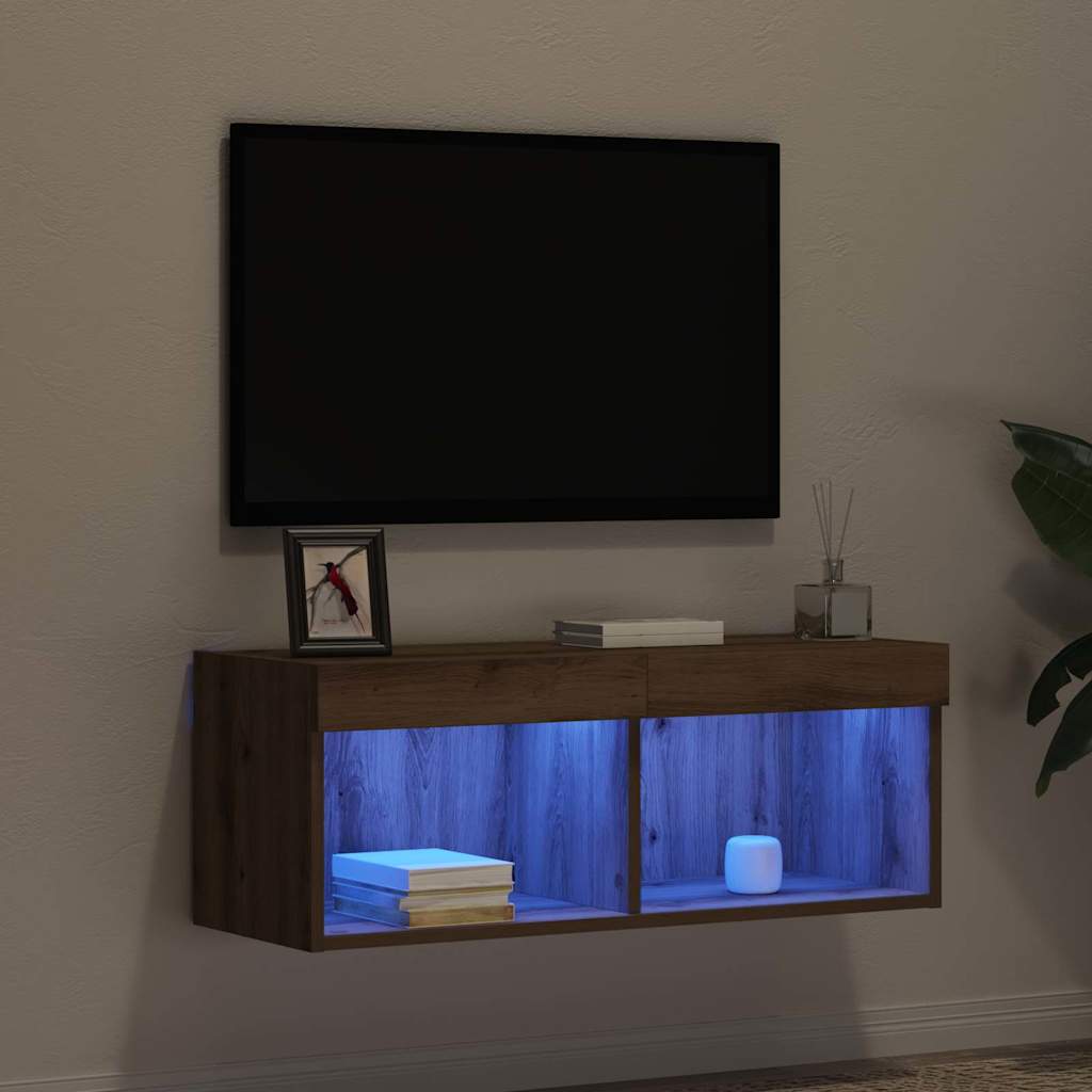 Meuble TV chêne artisanal 80 x 30 x 30 cm Bois d'ingénierie - XIOS