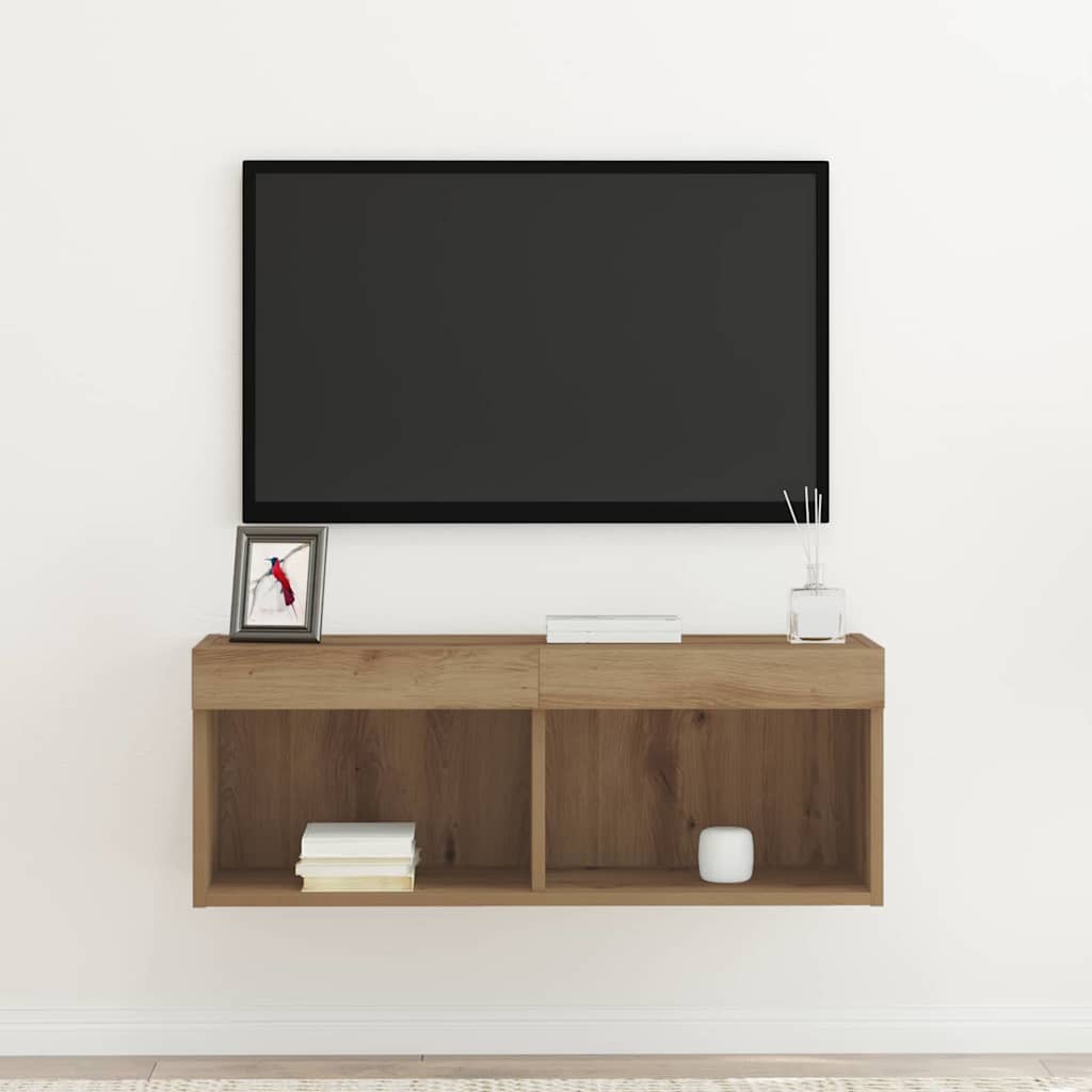 Meuble TV chêne artisanal 80 x 30 x 30 cm Bois d'ingénierie - XIOS