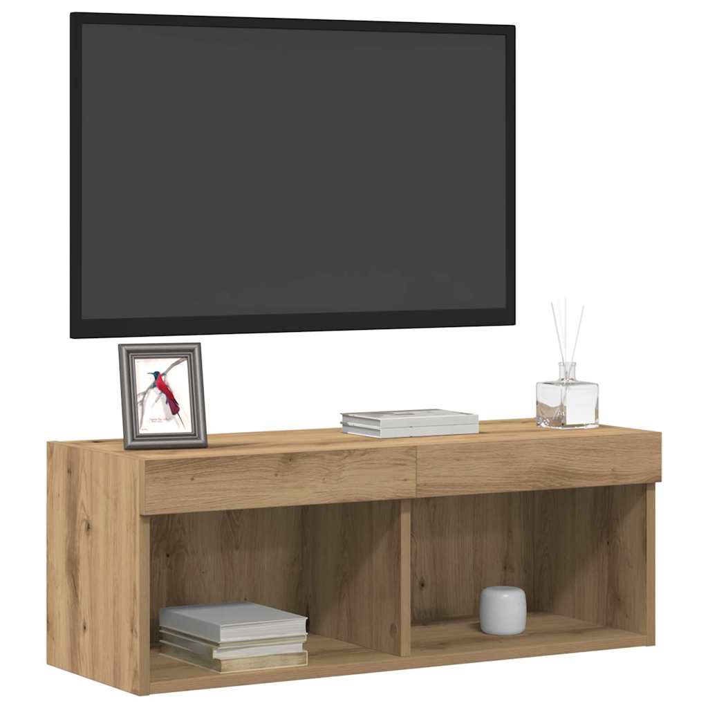Meuble TV chêne artisanal 80 x 30 x 30 cm Bois d'ingénierie - XIOS