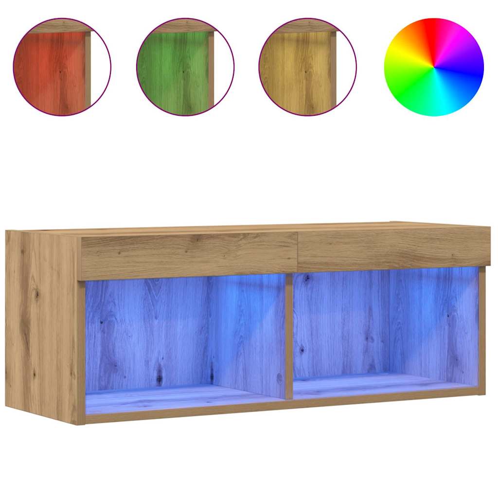 Meuble TV chêne artisanal 80 x 30 x 30 cm Bois d'ingénierie - XIOS