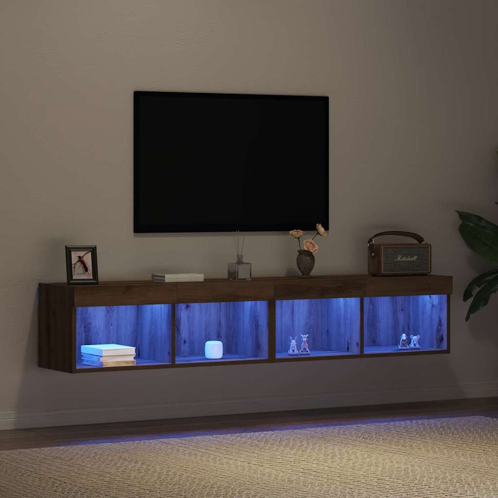 Meuble TV Montage mural 2 pcs Chêne artisanal 80 x 30 x 30 cm - XIOS