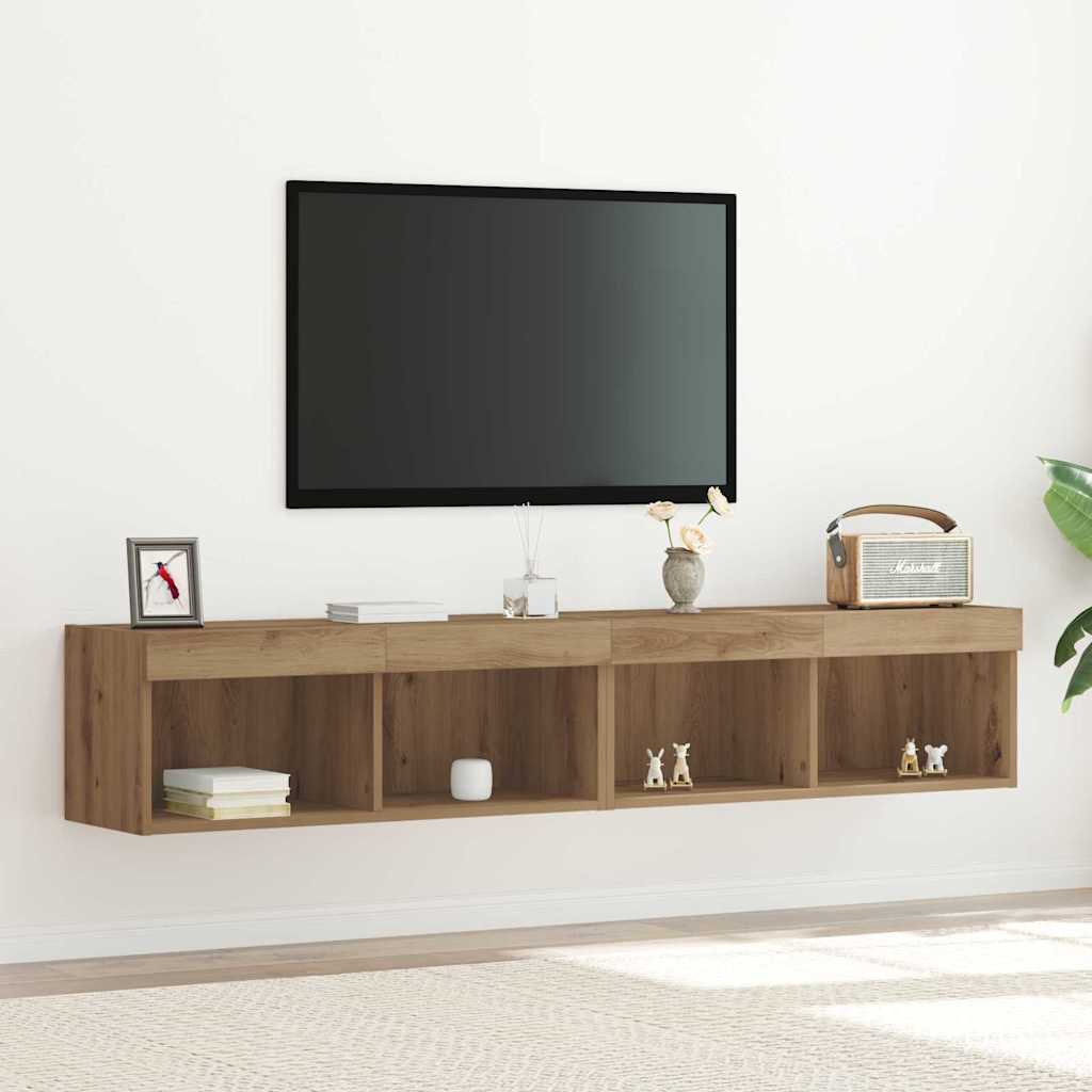 Meuble TV Montage mural 2 pcs Chêne artisanal 80 x 30 x 30 cm - XIOS