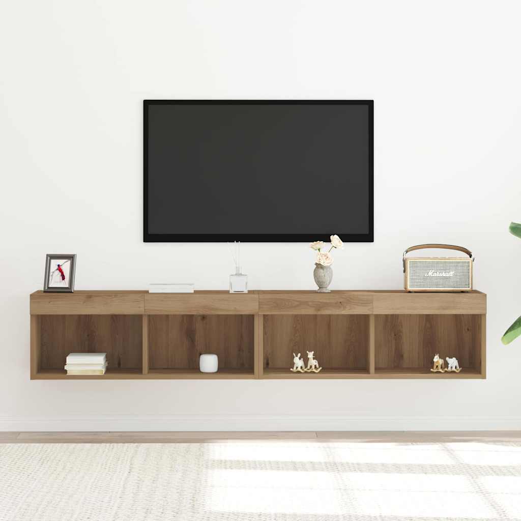 Meuble TV Montage mural 2 pcs Chêne artisanal 80 x 30 x 30 cm - XIOS