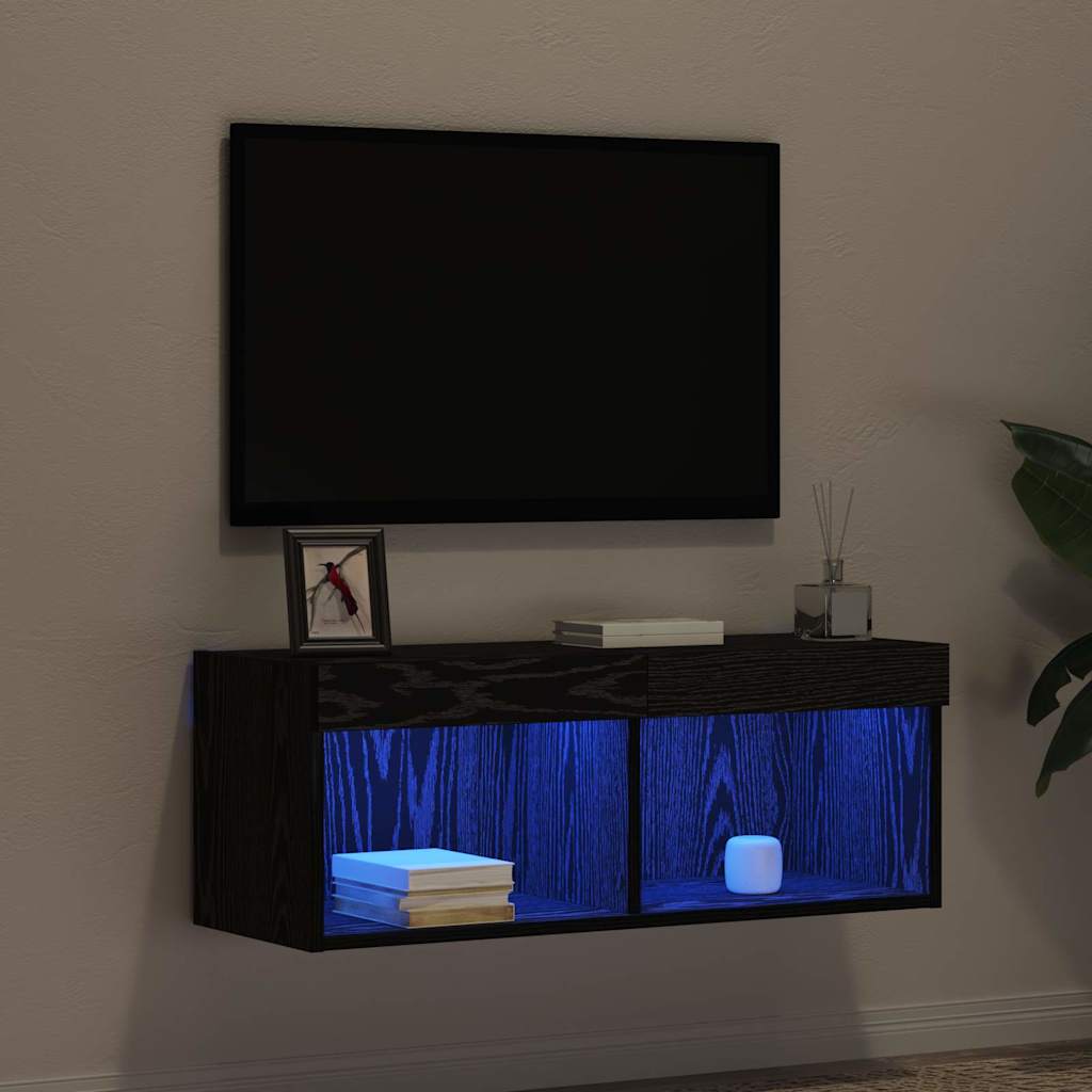 Meuble TV Chêne noir 80 x 30 x 30 cm Bois d'ingénierie - XIOS