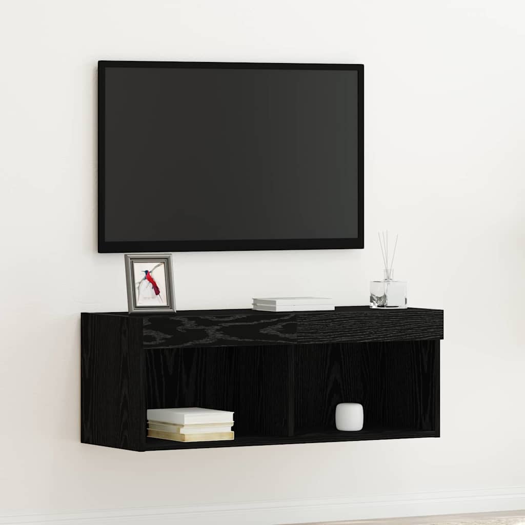 Meuble TV Chêne noir 80 x 30 x 30 cm Bois d'ingénierie - XIOS