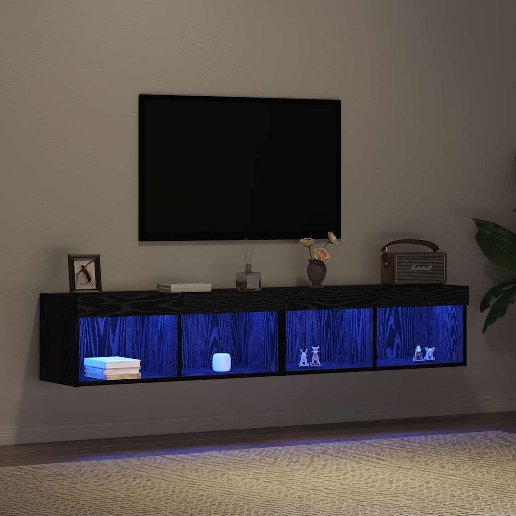 Meuble TV 2 pcs Chêne noir 80 x 30 x 30 cm Bois d'ingénierie - XIOS