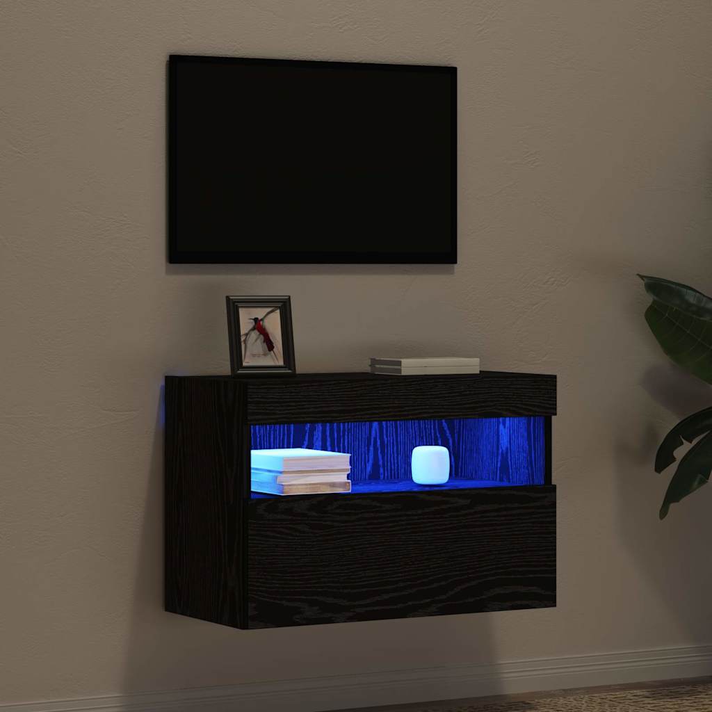 Meuble TV mural Chêne noir 60 x 30 x 40 cm Bois d'ingénierie - XIOS